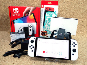 【中古 良品】任天堂 Nintendo Switch 有機ELモデル Joy-Con ホワイト HEG-S-KAAAA キャリングケース付き(NLA215-1)