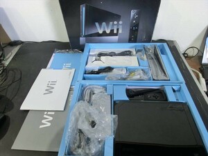 T【M2-91】【80サイズ】▲ニンテンドー Wii 本体セット RVL-001 黒/ゲーム機/任天堂/通電可/ジャンク扱い