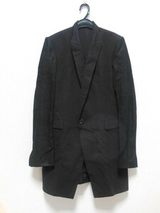 T【ロ3-15】【60サイズ】▲julius ユリウス/cotton angora beaver アンゴラ混 袖切替 ジャケット 黒/メンズ1/※商品説明必読