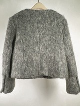 新品暖かいレディースウールツイードジャケット中綿入りジャケットコートグレーL_画像8