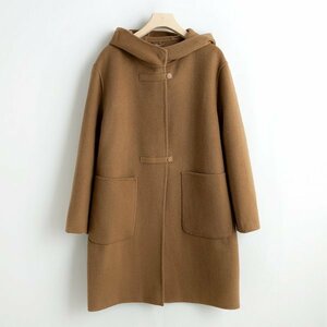 新品暖かいレディース100％ウールコート着痩せジャケット可愛い茶色XL