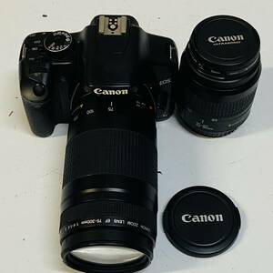 デジタル一眼カメラ レンズセット Canon EOS Kiss X2 EF LENS 75-300mm 1:4-5.6 ii /35-80mm 52mm /レンズ2台動作未確認済みジャンク品