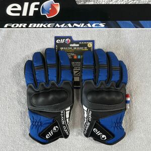 elf ELG-7285 BLUE Lサイズ 定価9350円 ELF エルフ ナックルカップ付きナイロングローブ バイク グローブ 防水 防寒 スマホ対応 A51012-8