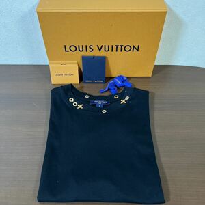 【極美品】LOUIS VUITTON ルイヴィトン モノグラム装飾 サイドストラップ Tシャツ size S ブラック レディース