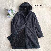【美品】MACKINTOSH キルティングコート ボア フーディ ネイビー 紺 36 S相当 マッキントッシュ_画像1