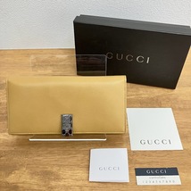 未使用品　GUCCI　グッチ　カーフレザー　長財布　035.1502.2243　マスタード　イエロー系_画像1