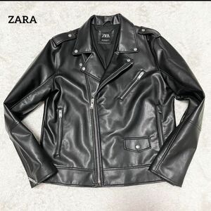 ZARA ザラ　ライダースジャケット　レザージャケット　ブラック　XLサイズ