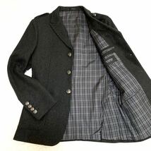 《美品》バーバリーブラックレーベル ウール Pコート ジャケット ノバチェック 銀ボタン グレー BURBERRY BLACK LABEL N32_画像1