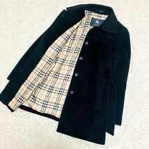 《大きいサイズ》バーバリーロンドン アンゴラ トレンチコート ジャケット レディース ノバチェック 黒 BURBERRY LONDON N25_画像3