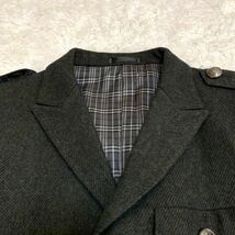 《美品》バーバリーブラックレーベル ウール Pコート ジャケット ノバチェック 銀ボタン グレー BURBERRY BLACK LABEL N32_画像3