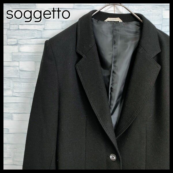 soggetto☆テーラードジャケット　ブラック　L　11AB2　ウール　日本製　2つボタン　Japan wool Jacket