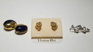 【中古アクセサリー】Christian Dior / MIKIMOTO / GIVENCHY イヤリング メッキ パール ラインストーン シルバー【3組セット】