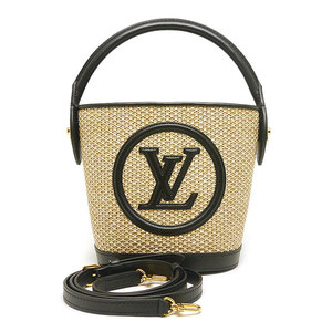 ルイヴィトン Louis Vuitton LV プティ・バケット M59961 ラフィア ノワール 2WAYハンドバッグ 美品