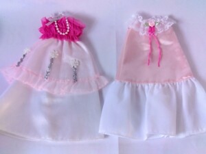 ドール用　洋服　ピンク系　ドレス　2着セット　リカちゃんサイズ　着せ替え　おままごと