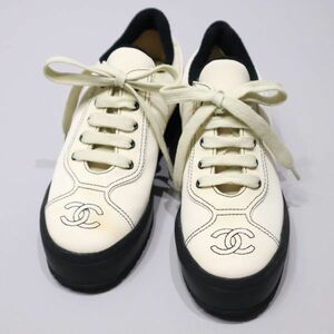 ◆超レア◆ Vintage CHANEL シャネル ココマーク CC ロゴ スニーカー シューズ 36 フランス製 正規品