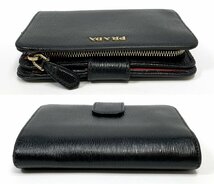 PRADA 1ML225 VITELLO MOVE BI NERO/LACCA1 バイカラー グレインレザー 二つ折り財布 ブラック/レッド L字ファスナー ウォレット プラダ_画像4