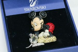 ④ 美品 スワロフスキー ミッキーマウス ブローチ ストーン ディズニー SWAROVSKI