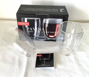 【新品、未使用】bodum air PAVINA ボダム　ダブルウォールサーモグラス　2個セット, 0.35 l, 12 oz 冷温　