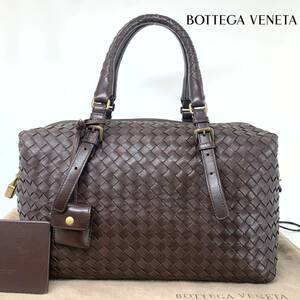 ●新品同様●BOTTEGA VENETA ボッテガヴェネタ ハンドバッグ ミニボストン トート 鞄 かばん イントレチャート 本革 レザー レディース 茶