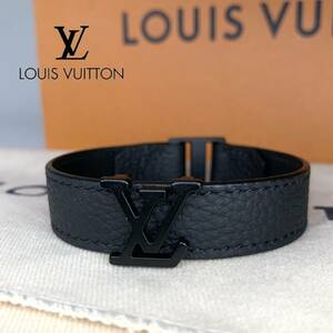 【未使用】ルイヴィトン LOUIS VUITTON ブレスレット ブラスレ アエログラム M8073 ブラック ノワール 19センチ