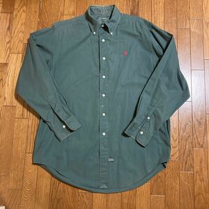 【ヴィンテージ】90s POLO COUNTRY RALPH LAUREN ポロカントリー ラルフローレン 長袖シャツ ボタンダウンシャツ M（日本L〜LL） 深緑