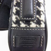 ●COACH コーチ ミニバッグ ショルダーバッグ ウール レザー アクセサリーポーチ 8901 レディース ブラック 千鳥格子 総柄 1円スタート_画像7