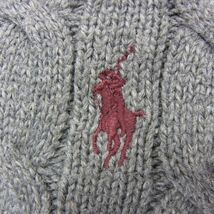 ●RALPH LAUREN ラルフローレン ニット セーター プルオーバー メンズ Sサイズ グレー 秋物 コットンセーター ケーブル編み 1円スタート_画像8