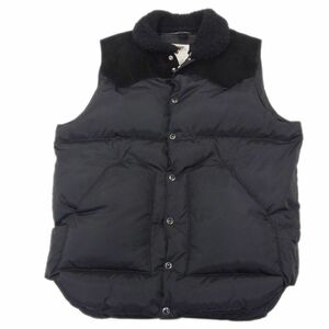 美品 定価5万円●Rocky Mountain Featherbed Jackson Wyoming ダウンベスト 襟ボア CHRISTY VEST メンズ ムートン 牛革 ブラック 日本製