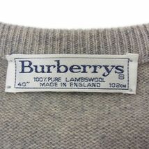 美品 イギリス製 VINTAGE●Burberrys バーバリー ニット セーター プルオーバー メンズ ラムウール オールド ローゲージ 1円スタート_画像9