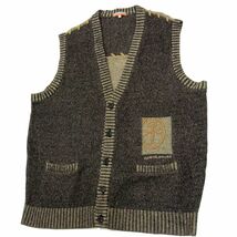 ◇CASTELBAJAC カステルバジャック Ｖネック ニット ベスト 前開き ハンドステッチ 家紋マーク刺繡 大きサイズ 1円スタート_画像1