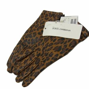 未使用 定価46,000円◇DOLCE&GABBANA レオパード レザーグローブ 裏カシミヤ ドルチェ＆ガッバーナ レディース イタリア製 1円スタート