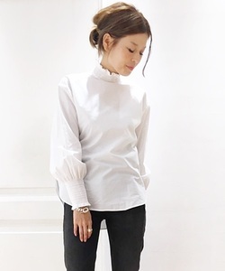 貴重!★セルリ　ブラウス　DEUXIEME CELERI STAND Collar Blouse シャーリングブラウス　スタンドカラー　ホワイト★L'Appartement