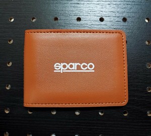 SPARCO ブラウンレザー カードケース 薄型 スパルコレーシング 免許証 クレジットカード クラウン アルファード N-BOX ヤリスクロス