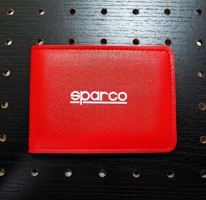 SPARCO レッドレザー カードケース 薄型 スパルコレーシング 免許証 クレジットカード クラウン アルファード N-BOX ヤリスクロス