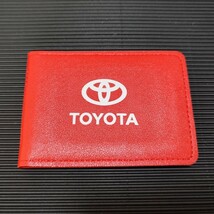 トヨタ レッドレザーカードケース 薄型■プリウス クラウン ハリアー アルファード アクア ヤリスクロス ライズ RAV4 86 C-HR プラド Bb_画像1