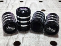 Jeep エアーバルブキャップ シルバーライン 4P【ブラック】クライスラー・ジープ ラングラー レネゲード グランドチェロキー コンパス_画像2