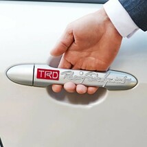 TRD メッキ調ステッカー 2P【赤】プリウス クラウン ハリアー アルファード アクア ヤリスクロス ライズ RAV4 86 カムリ C-HR bB プラド_画像2