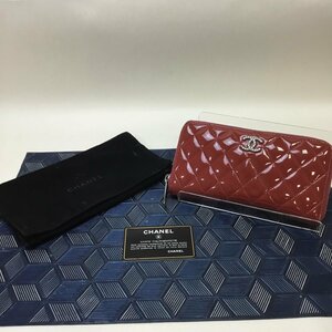 【中古品/インボイス登録店/CH】シャネル CHANEL マトラッセ 長財布 ラウンドファスナー ココマーク エナメル 赤 RS1101/0140