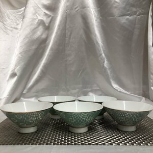 【中古/長期保管品/インボイス登録店/KSH】お茶碗 飯椀 茶わん 陶器 径約12cm 和食器 5客セット　MZ1108-1