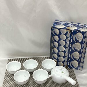 【現状保管品/インボイス登録店/KSH】白山陶器 茶器 急須 湯呑み 5客セット 煎茶道具 白磁 陶器 和食器 HA1109