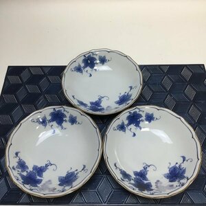 【中古現状品/インボイス登録店/CSH】深皿 取り皿 鉢器 絵皿 径約16cm 陶器 3客セット 和食器　MZ1125