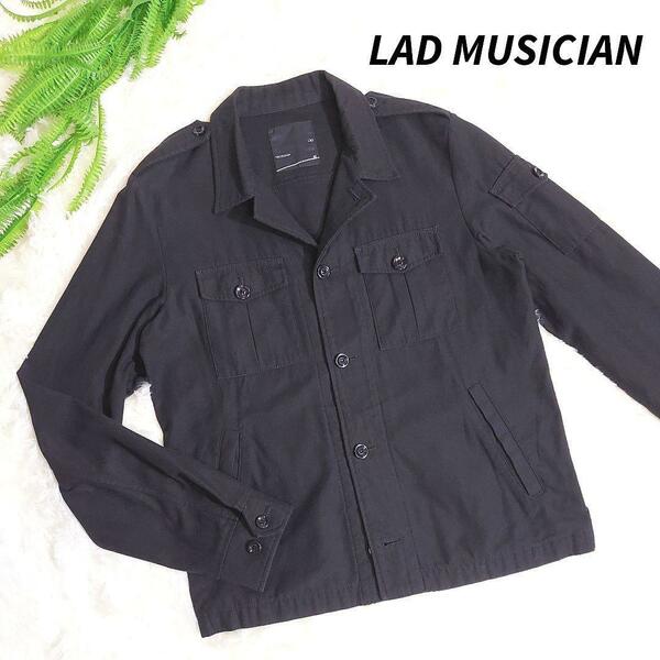 LAD MUSICIAN エポレット付き・長袖シャツジャケット黒 表記サイズ46 M相当 ブルゾン マルチポケット 81257