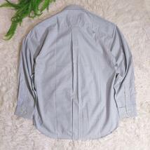 未使用品 VAN HEUSEN ストライプ長袖シャツ・綿100%ワイシャツ ミントブルー&グレー&白 MとLの中間くらい81934_画像8