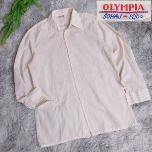 ユーロ古着 SOHAJ製 70s〜 ストライプ長袖シャツ OLYMPIA チェコ LとXLの中間くらい 67873