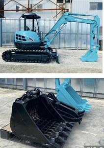 ★ Kobelco(SK40SR-5)★フレーカー配管ライン 解体仕様2ピースフォーク、スケルトン付き★鉄キャターゴムパッド 新品★4Way ★1899h