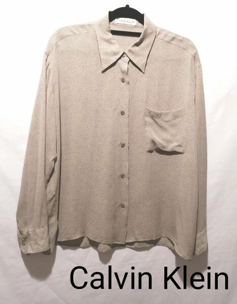 Calvin Klein カルバンクライン シルク シアー シャツ 長袖 9 M 