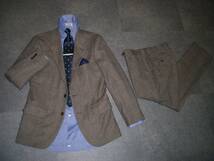 9万円 超希少　エディフィス　ブラウン ツイードスーツ 44 一度のみ着用の美品　EDIFICE ジャケットとパンツのセットアップとなります。_画像2