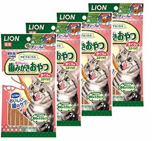 ライオン (LION) ペットキッス (PETKISS) 猫用おやつ ネコちゃんの歯みがきおやつ スティック まぐろ味 4個パック (まとめ買い