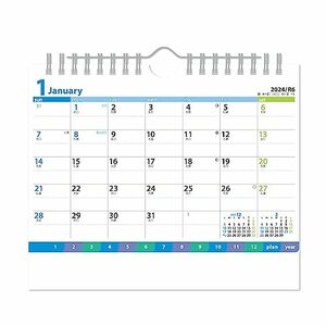 新日本カレンダー 2024年 カレンダー 卓上 ファイン プラン (ブルー) 年表付 NK560