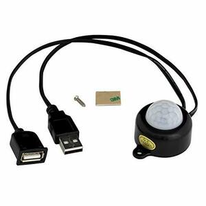 5V USB LED用 人感センサースイッチ [丸型+ケーブル付き] DC (5V～24V 2A) TDL-2025 黒色